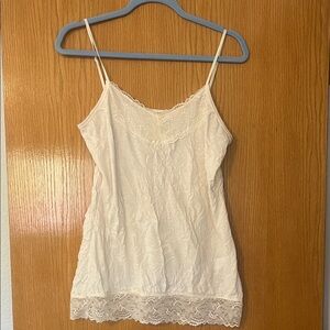Chic Lace Trim Cream Cami Top